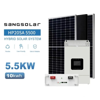 SANG Solar Off Grid Sistem Surya Untuk Rumah 3.5KW 5.5KW 48V 220V 230V Dengan Baterai Lithium 5kwh 10kwh 15kwh