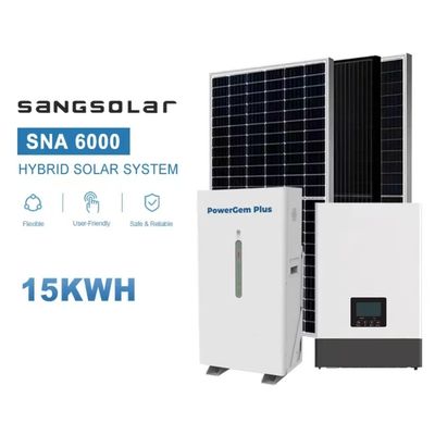 SANGInverter surya dengan 14,3kwh 15kwh 20kwh 25kwh 30kwh baterai lithium sistem surya hibrida 10kw