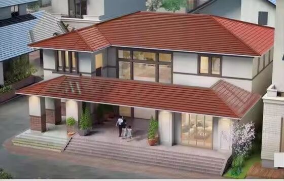 Ukuran Panjang Tile Atap Surya Monocrystalline Merah / Hijau - 86W High-Power Color PV, 154W / m2, Estetis & Efisien