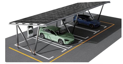 Carport Surya Modular dengan Struktur Baja Pracetak & Panel Bifacial Tipe-N - 5200x6000mm, Tahan Api Kelas A, Umur Pakai 25 Tahun