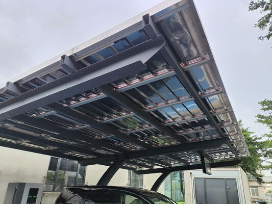 Carport Surya Modular dengan Struktur Baja Pracetak & Panel Bifacial Tipe-N - 5200x6000mm, Tahan Api Kelas A, Umur Pakai 25 Tahun